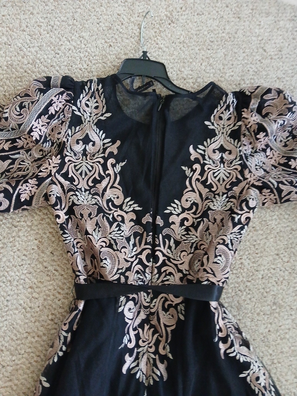 BCBGMaxAzria Black and Beige Embroidered Long Sleeve Maxi Dress - Picture 6 of 6